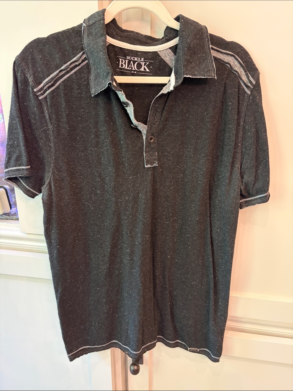 Buckle Black Men's Heathered Dark Gray Polo